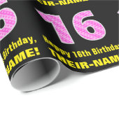 16e verjaardag: roze strepen en harten "16" + naam cadeaupapier (Rol Hoek)