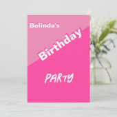 16e verjaardag roze uitnodiging (Staand voorkant)