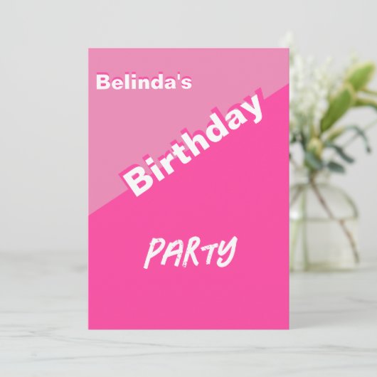 16e verjaardag roze uitnodiging (Staand voorkant)