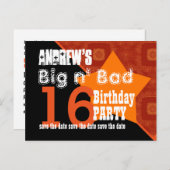 16e Verjaardag Save the Date Oranje Diagonal A02 Aankondigingskaart (Voorkant / Achterkant)