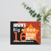 16e Verjaardag Save the Date Oranje Diagonal A02 Aankondigingskaart (Staand voorkant)