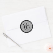 16e verjaardag Silver Glitter Classic Ronde Sticker (Envelop)