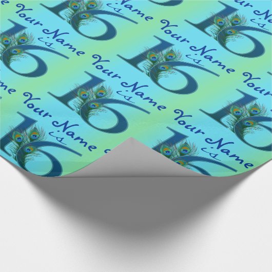 16e verjaardag Sjabloon 100% persoonlijke gave Cadeaupapier (Hoek)