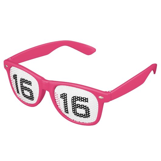 16e verjaardag Sjabloon Retro Zonnebril (Gekanteld)