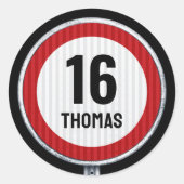 16e verjaardag Snelheid Ronde Sticker (Voorkant)
