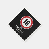 16e verjaardag snelheidsbegrenzer servet (Hoek)
