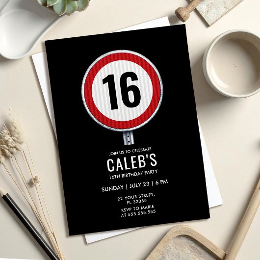 16e verjaardag snelheidsbegrenzing briefkaart