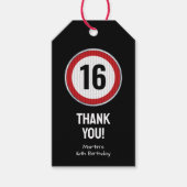 16e verjaardag snelheidsbeperking cadeaulabel (Voorkant)