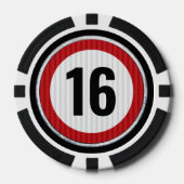 16e verjaardag snelheidsbeperking poker chips (Voorkant)