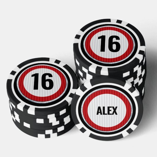 16e verjaardag snelheidsbeperking poker chips (Opstapeling)