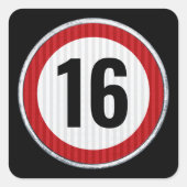16e verjaardag snelheidsbeperking vierkante sticker (Voorkant)