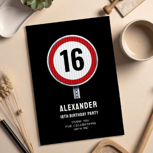 16e Verjaardag Snelheidslimiet  Bedankkaart