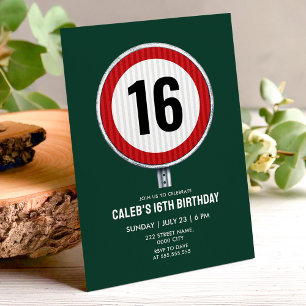 16e Verjaardag Snelheidslimiet Bord - ELKE LEEFTIJ Kaart