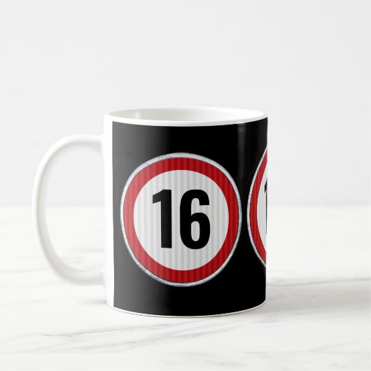 16e Verjaardag Snelheidslimiet Koffiemok (Links)