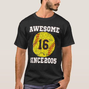 16e verjaardag Softball Lover 16 jaar oude Vintage T-shirt