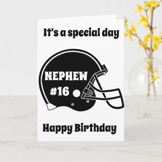 **16e VERJAARDAG** SPECIALE JONGEN "SPECIALE NEEF! Kaart (Gele Bloem)