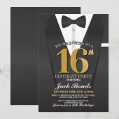 16e verjaardag Spy Suit Black stropdas Gold Tuxedo Kaart (Voorkant / Achterkant)