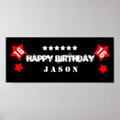 16e verjaardag Star Banner Aangepaste naam V16S ST Poster (Voorkant)