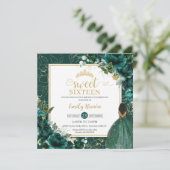 16e verjaardag Sweet 16 Emerald Green Floral Kaart (Staand voorkant)