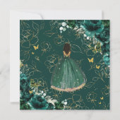 16e verjaardag Sweet 16 Emerald Green Floral Kaart (Achterkant)