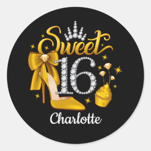 16e verjaardag. Sweet 16-meisje Ronde Sticker