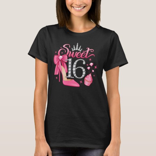 16e verjaardag. Sweet 16-meisje T-shirt (Voorkant)