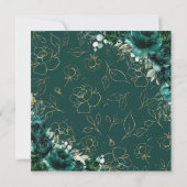 16e Verjaardag Sweet 16 Smaragdgroene Bloemen Goud Kaart (Achterkant)