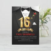 16e verjaardag Sweet 16 Tuxedo Kaart (Staand voorkant)