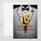 16e verjaardag Sweet 16 Tuxedo Kaart (Voorkant / Achterkant)