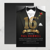 16e verjaardag Sweet 16 Tuxedo Kaart (Voorkant / Achterkant)