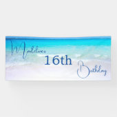 16e verjaardag Sweet Sixteen Beach Spandoek (Horizontaal)