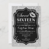 16e verjaardag - Sweet Sixteen Black Silver Kaart (Voorkant)