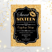 16e verjaardag - Sweet Sixteen Gold Black Kaart