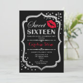 16e verjaardag - Sweet Sixteen Silver Red Kaart (Staand voorkant)