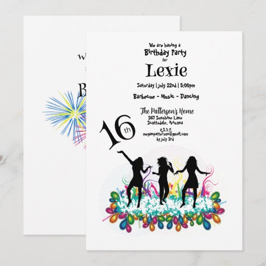 16e verjaardag Teen danskleurig Kaart (Voorkant / Achterkant)