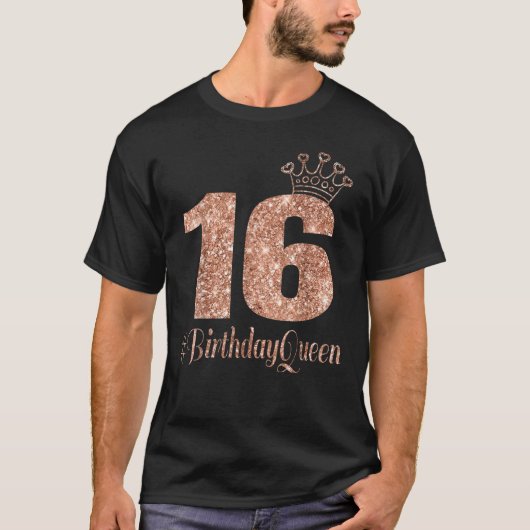 16e verjaardag Teen Sweet Sixteen 16 Roos gekleurd T-shirt (Voorkant)