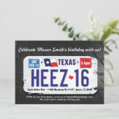 16e verjaardag Texas License Invitation Kaart (Staand voorkant)