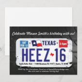 16e verjaardag Texas License Invitation Kaart (Voorkant / Achterkant)