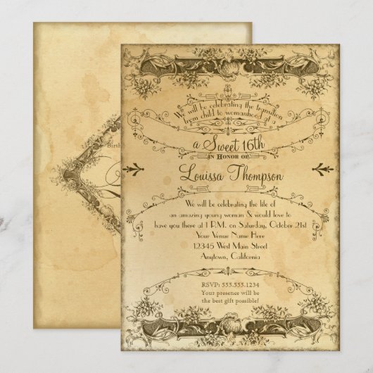 16e verjaardag thee feestdag vi kaart (Voorkant / Achterkant)