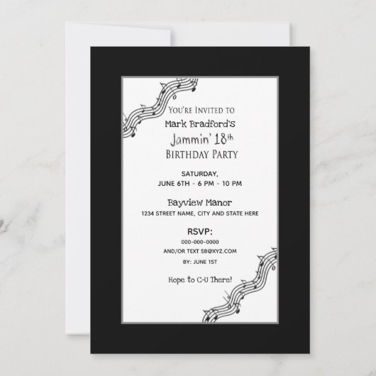 16e verjaardag Uitnodiging akoestische gitaar (Achterkant)