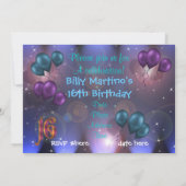 16e verjaardag Uitnodiging Ballonnen (Achterkant)