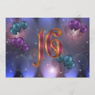 16e verjaardag Uitnodiging Ballonnen