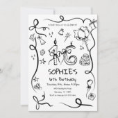 16e verjaardag uitnodiging, grillige Sweet 16 Kaart (Voorkant)