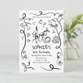 16e verjaardag uitnodiging, grillige Sweet 16 Kaart (Staand voorkant)