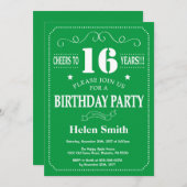 16e verjaardag uitnodiging groen en wit (Voorkant / Achterkant)