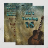 16e verjaardag Uitnodiging - Guitar/Mannelijke (Voorkant / Achterkant)