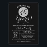 16e Verjaardag Uitnodiging Zwart en Zilver Glitter<br><div class="desc">16e Verjaardag Uitnodiging Zwart en Zilver Glitter Kaart. Voor verdere aanpassing klikt u op de knop "Aanpassen" en gebruikt u onze ontwerptool om deze sjabloon te wijzigen.</div>