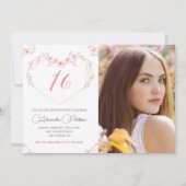 16e verjaardag uitnodigingen Boho Floral Foto (Voorkant)