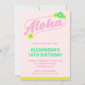 16e verjaardag uitnodigingen Tropical Aloha Pink (Voorkant)