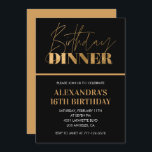 16e verjaardag uitnodigingen Verjaardag Diner Zwar<br><div class="desc">16e verjaardag uitnodigingen Verjaardag Diner Zwart Goud elegant modern</div>